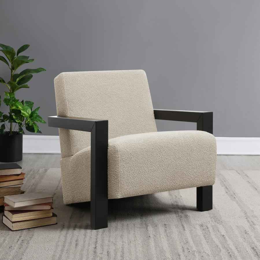Fitzroy Boucle Upholstered Accent Arm Chair Latte - Home & Sleep Outlet