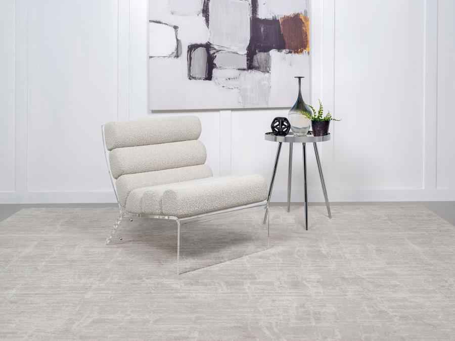 Serreta Boucle Upholstered Armless Acrylic Chair Ivory - Home & Sleep Outlet