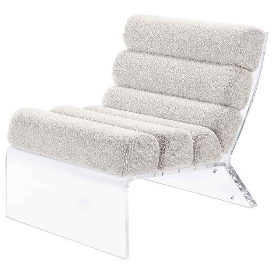 Serreta Boucle Upholstered Armless Acrylic Chair Ivory - Home & Sleep Outlet
