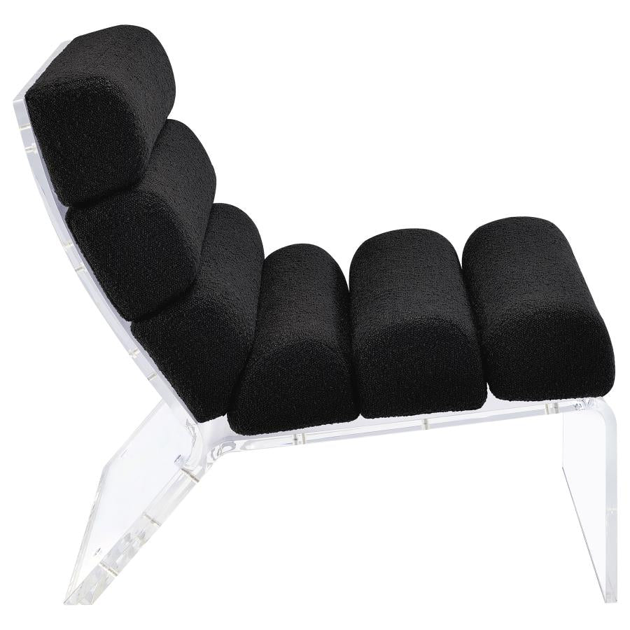 Serreta Boucle Upholstered Armless Acrylic Chair Black - Home & Sleep Outlet