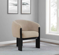 Valdez Boucle Upholstered Barrel Back Accent Chair Beige - Home & Sleep Outlet