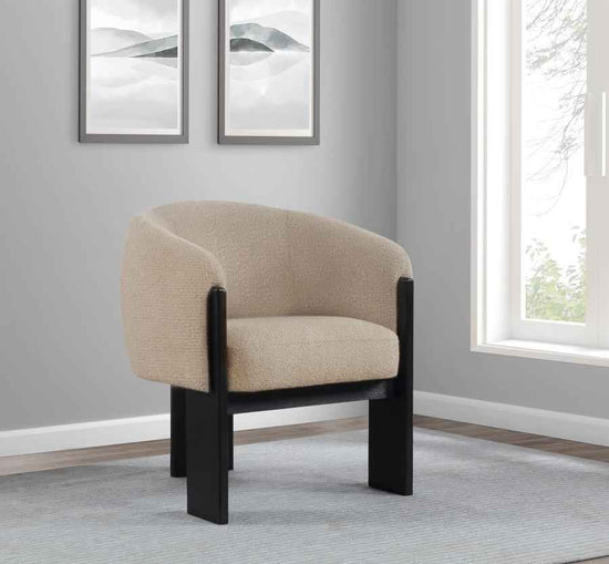 Valdez Boucle Upholstered Barrel Back Accent Chair Beige