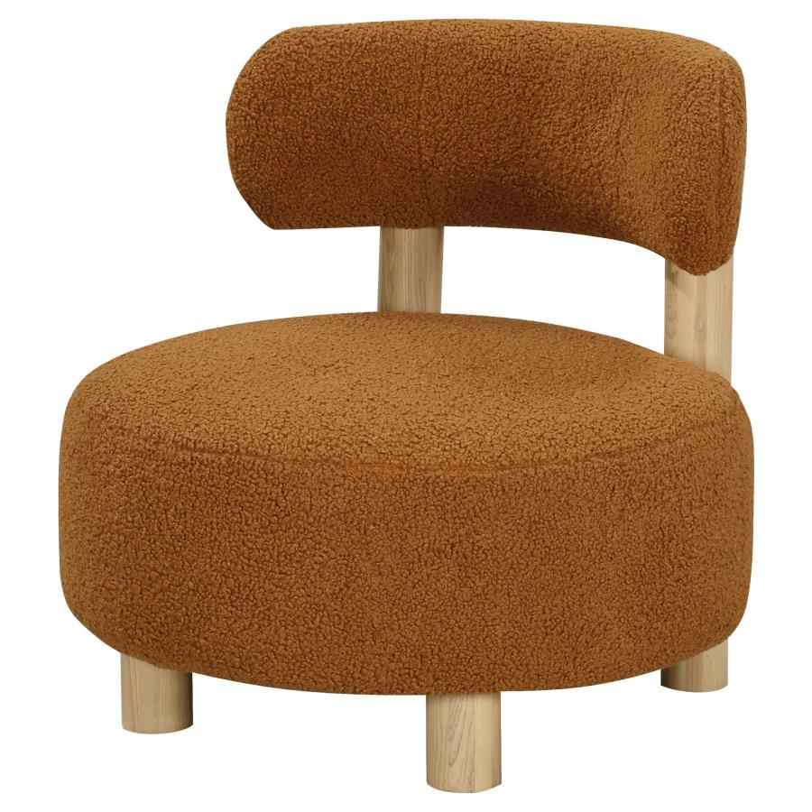 Zonie Boucle Upholstered Barrel Back Accent Chair Orange - Home & Sleep Outlet