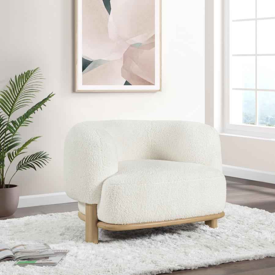 Lawler Upholstered Barrel Back Accent Chair Ivory and Natural - Home & Sleep Outlet