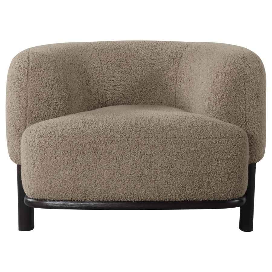 Lawler Upholstered Barrel Back Accent Chair Brown and Black - Home & Sleep Outlet