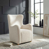 Thornton Faux Fur Upholstered Wingback Lounge Accent Chair Ivory - Home & Sleep Outlet