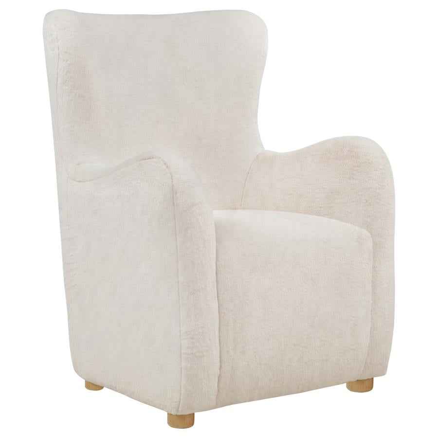 Thornton Faux Fur Upholstered Wingback Lounge Accent Chair Ivory - Home & Sleep Outlet