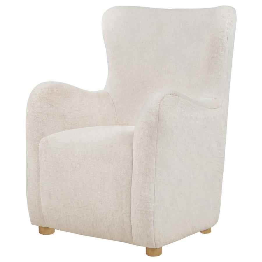 Thornton Faux Fur Upholstered Wingback Lounge Accent Chair Ivory - Home & Sleep Outlet