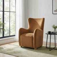 Thornton Velvet Upholstered Wingback Lounge Accent Chair Cognac - Home & Sleep Outlet
