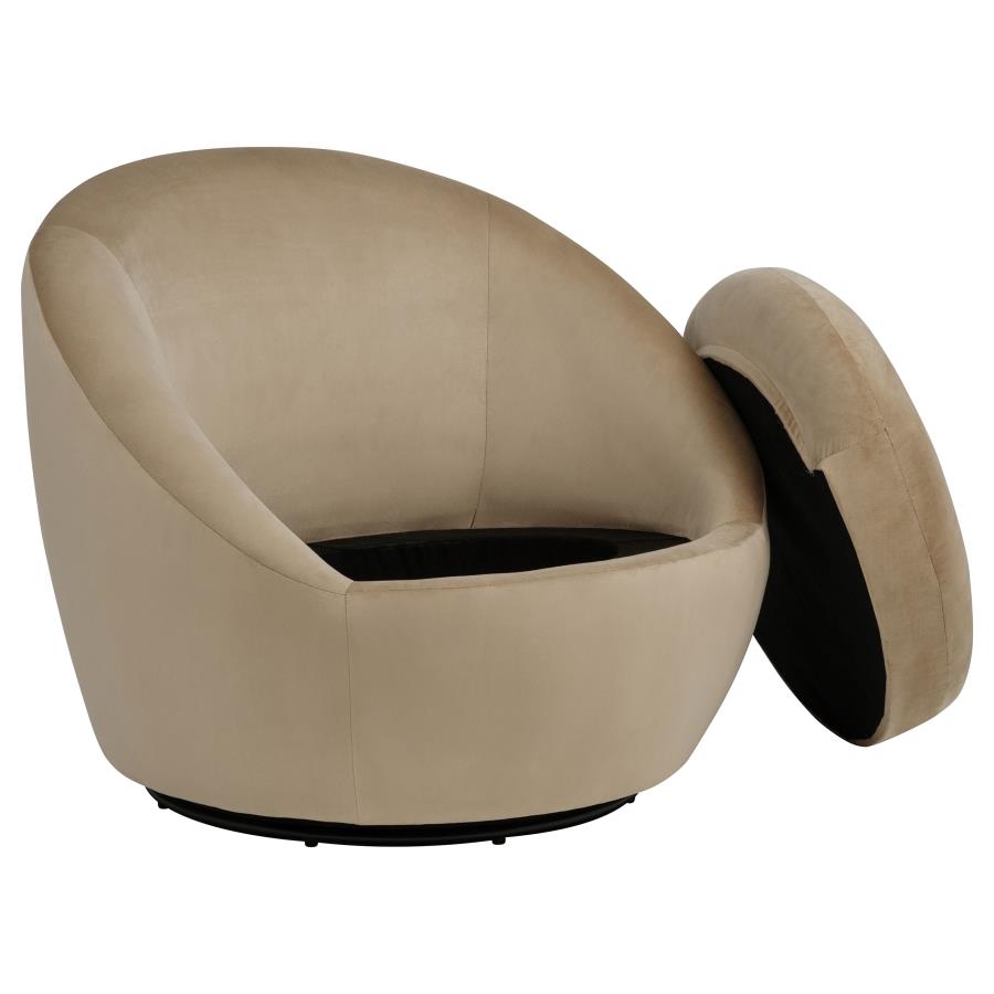 Home & Sleep Outlet - Myernick Velvet Upholstered Swivel Accent Chair Camel