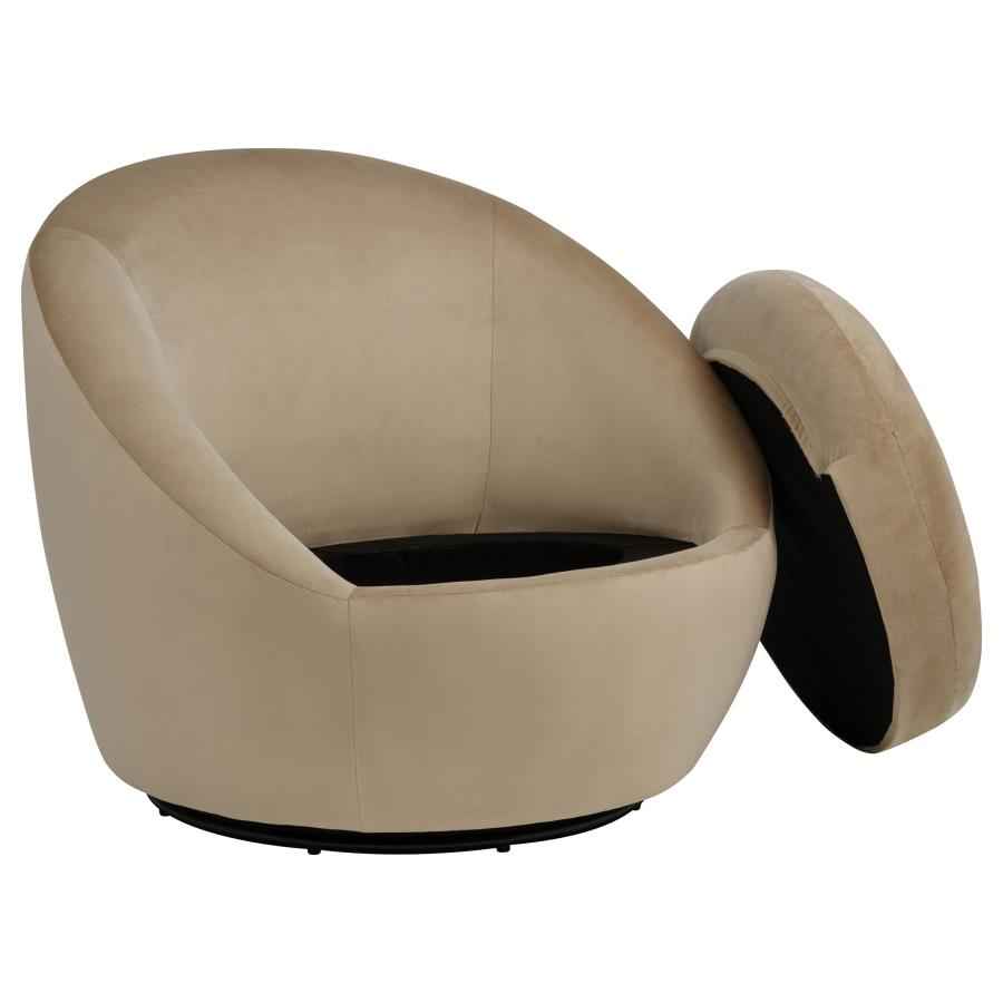 Myernick Velvet Upholstered Swivel Accent Chair Camel - Home & Sleep Outlet