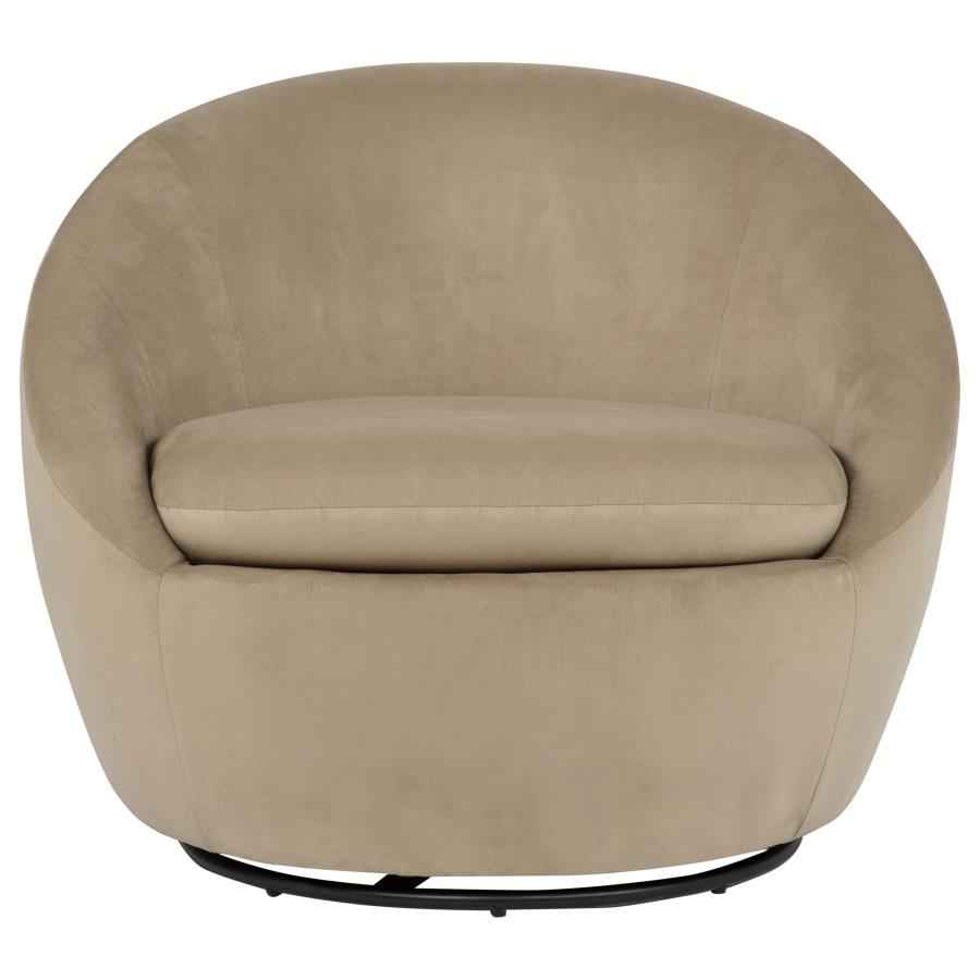 Myernick Velvet Upholstered Swivel Accent Chair Camel - Home & Sleep Outlet