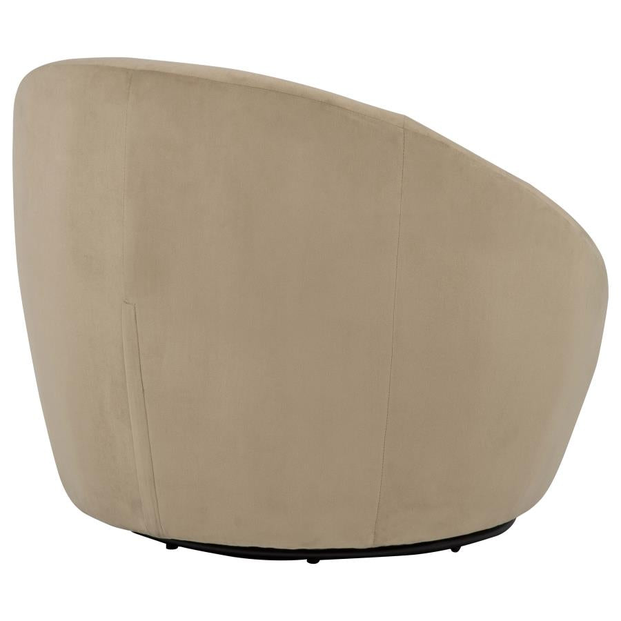 Myernick Velvet Upholstered Swivel Accent Chair Camel - Home & Sleep Outlet