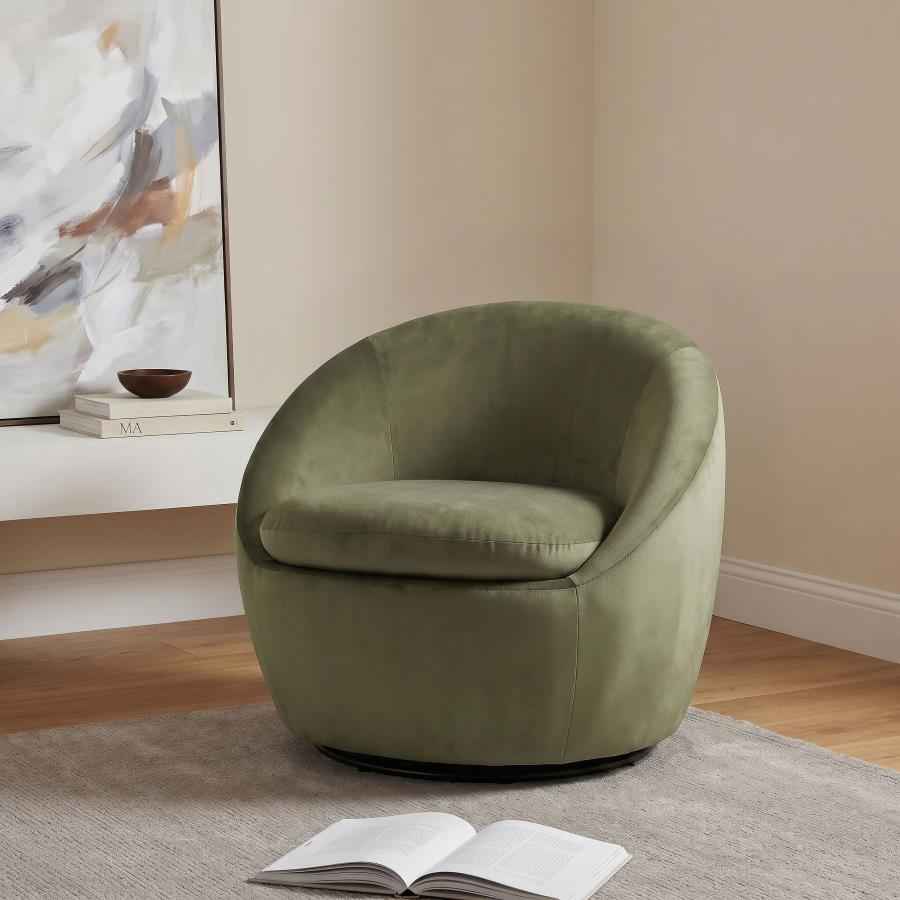 Myernick Velvet Upholstered Swivel Accent Chair Olive - Home & Sleep Outlet