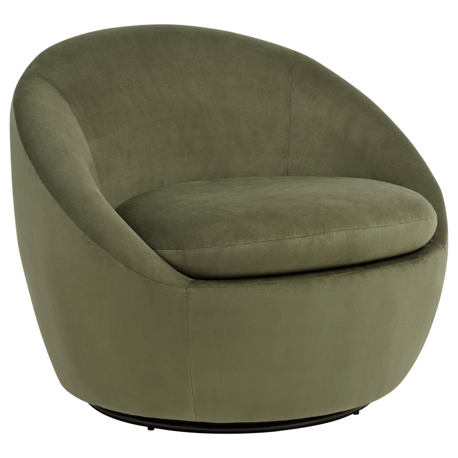Home & Sleep Outlet - Myernick Velvet Upholstered Swivel Accent Chair Olive