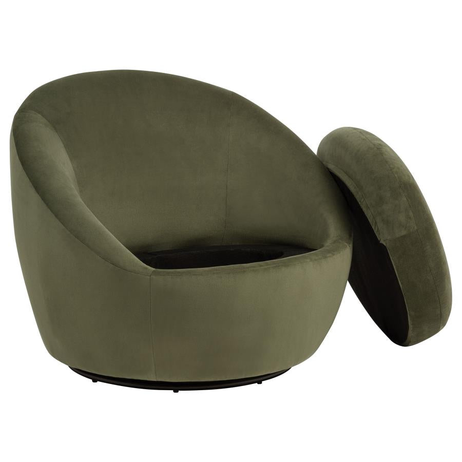 Home & Sleep Outlet - Myernick Velvet Upholstered Swivel Accent Chair Olive