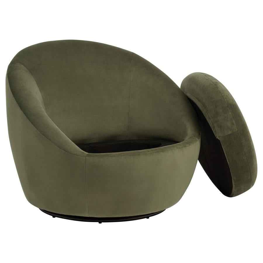 Myernick Velvet Upholstered Swivel Accent Chair Olive - Home & Sleep Outlet