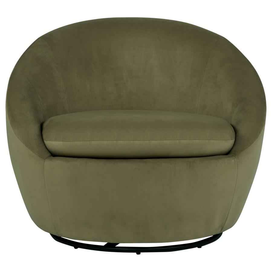 Myernick Velvet Upholstered Swivel Accent Chair Olive - Home & Sleep Outlet