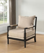 Home & Sleep Outlet - Blanchett Upholstered Bobbin Accent Chair Beige and Black