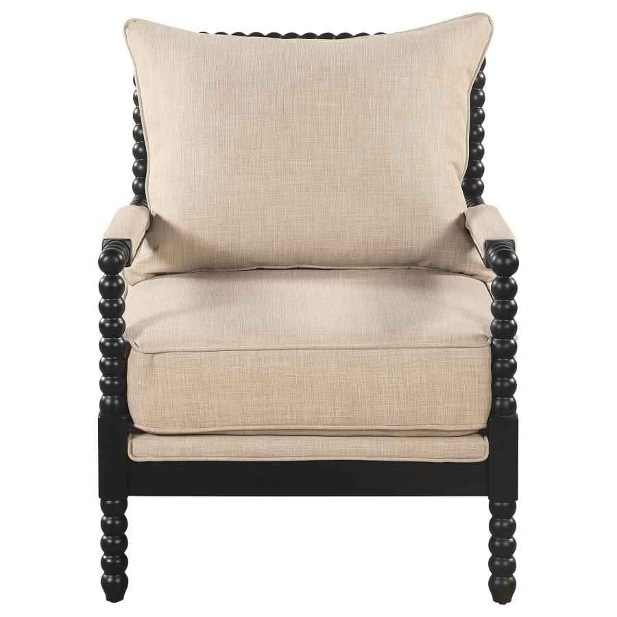Blanchett Upholstered Bobbin Accent Chair Beige and Black - Home & Sleep Outlet