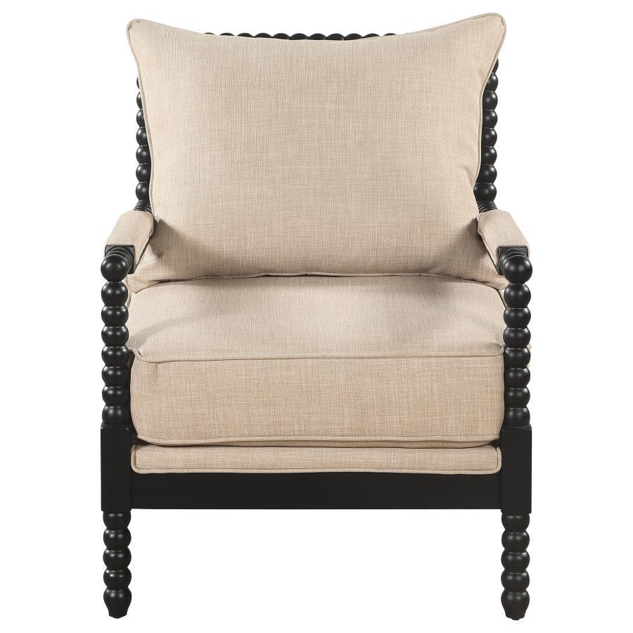 Home & Sleep Outlet - Blanchett Upholstered Bobbin Accent Chair Beige and Black