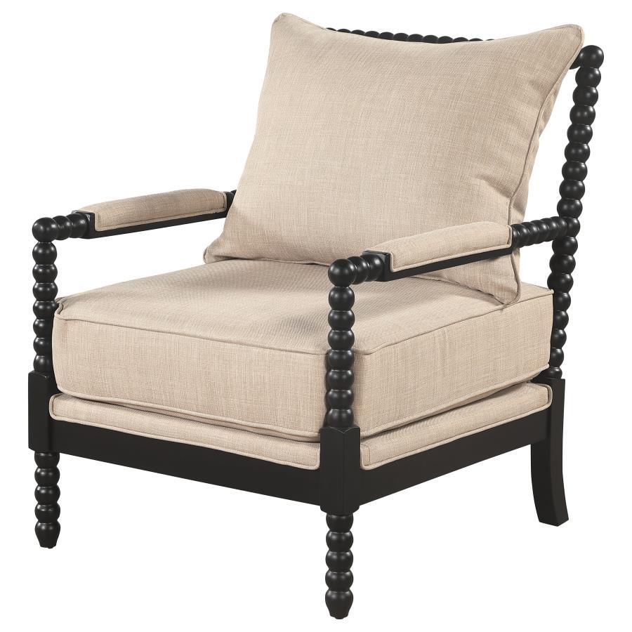 Home & Sleep Outlet - Blanchett Upholstered Bobbin Accent Chair Beige and Black