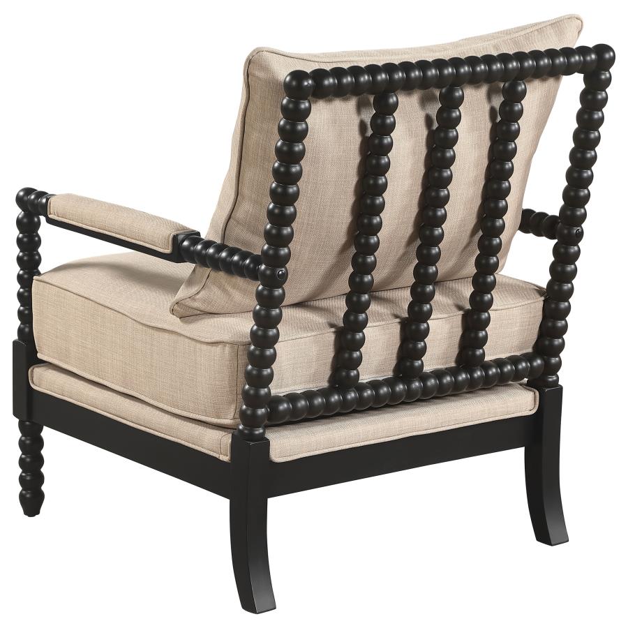 Home & Sleep Outlet - Blanchett Upholstered Bobbin Accent Chair Beige and Black