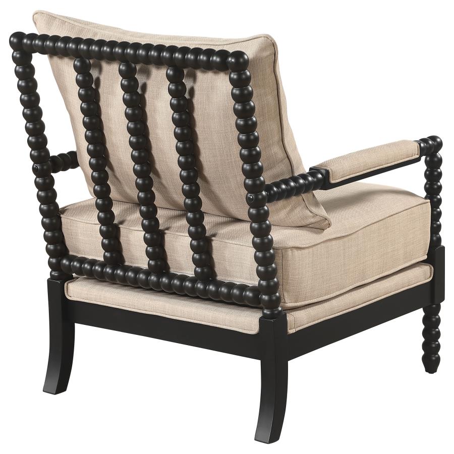 Home & Sleep Outlet - Blanchett Upholstered Bobbin Accent Chair Beige and Black