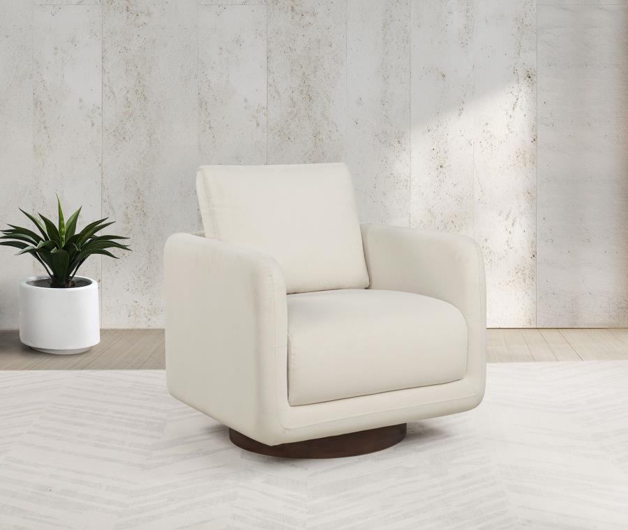Home & Sleep Outlet - Iris Fabric Upholstered Swivel Accent Chair Ivory