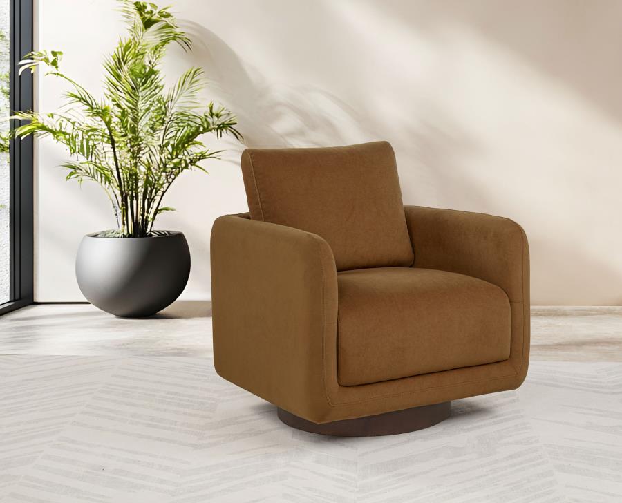 Home & Sleep Outlet - Iris Fabric Upholstered Swivel Accent Chair Rust