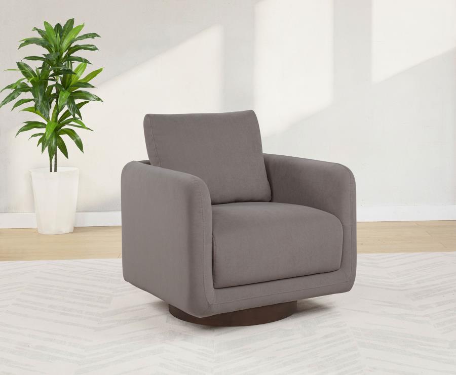 Home & Sleep Outlet - Iris Fabric Upholstered Swivel Accent Chair Stone