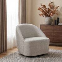 Leon Chenille Upholstered Swivel Accent Chair Beige - Home & Sleep Outlet