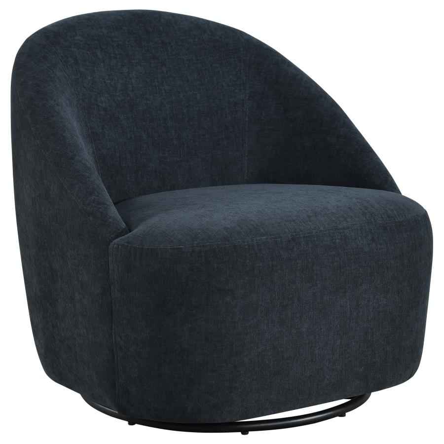 Leon Chenille Upholstered Swivel Accent Chair Black - Home & Sleep Outlet