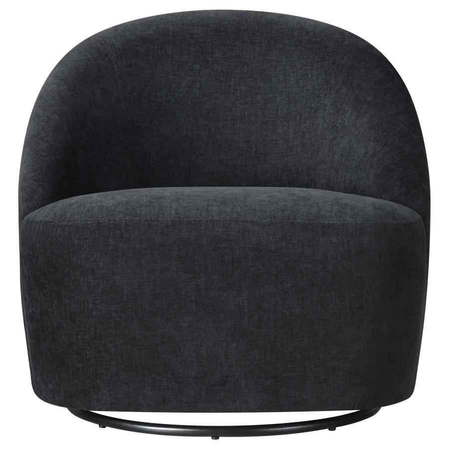 Leon Chenille Upholstered Swivel Accent Chair Black - Home & Sleep Outlet