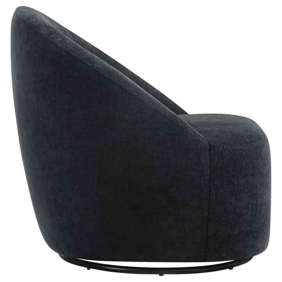 Leon Chenille Upholstered Swivel Accent Chair Black - Home & Sleep Outlet