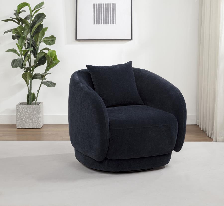 Home & Sleep Outlet - Arnaud Chenille Upholstered Swivel Accent Chair Navy