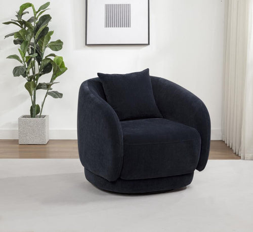 Home & Sleep Outlet - Arnaud Chenille Upholstered Swivel Accent Chair Navy