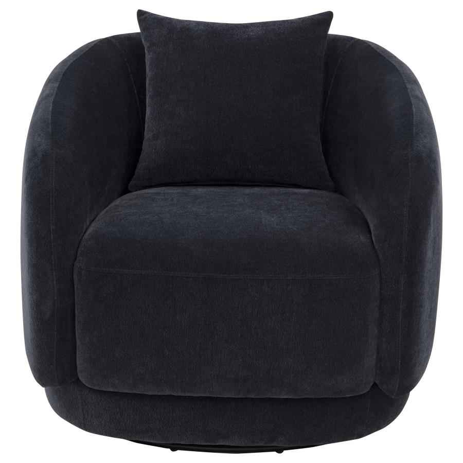 Arnaud Chenille Upholstered Swivel Accent Chair Navy - Home & Sleep Outlet