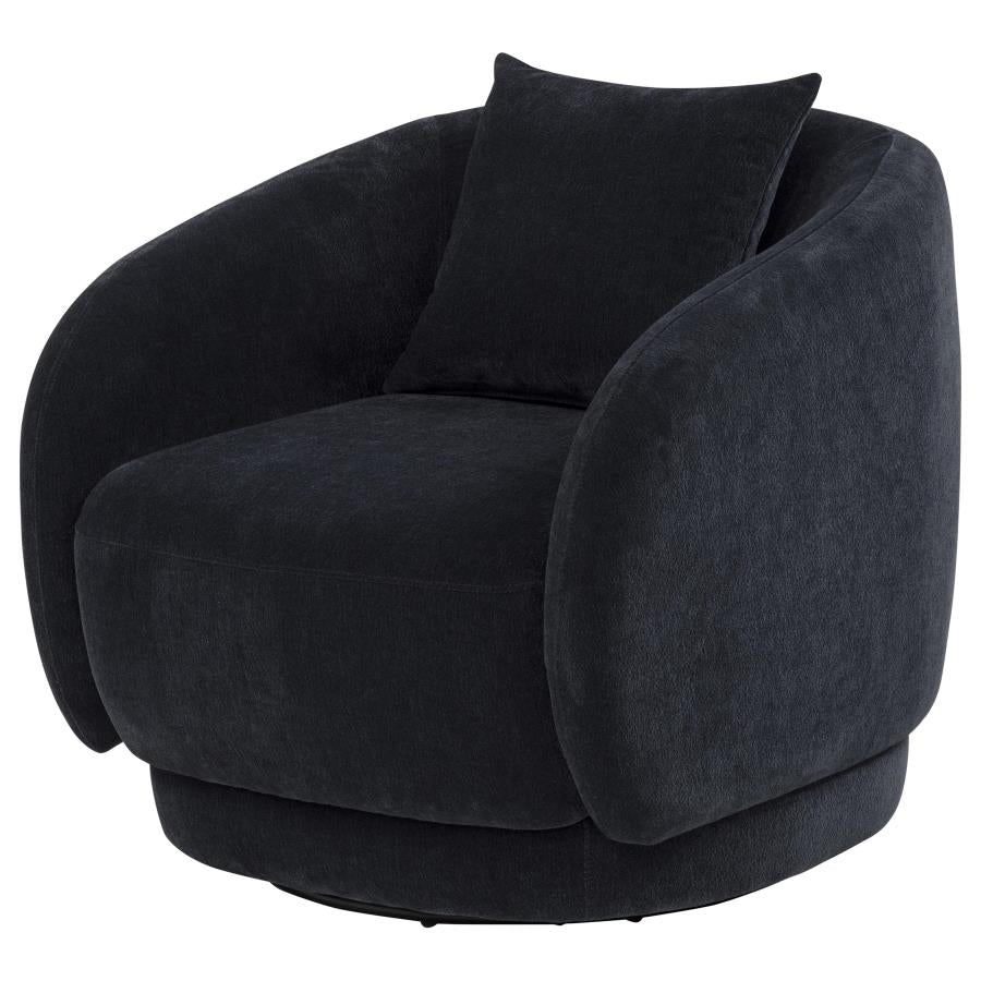 Home & Sleep Outlet - Arnaud Chenille Upholstered Swivel Accent Chair Navy