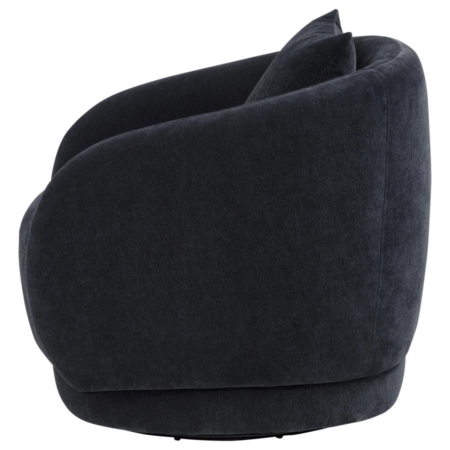 Home & Sleep Outlet - Arnaud Chenille Upholstered Swivel Accent Chair Navy