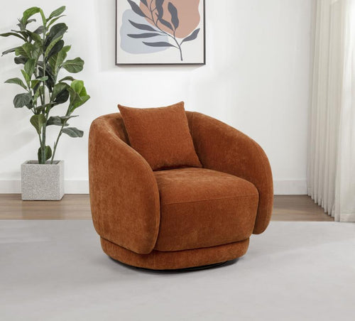 Home & Sleep Outlet - Arnaud Chenille Upholstered Swivel Accent Chair Burnt Orange
