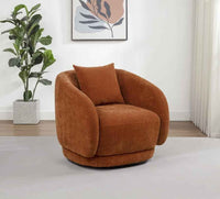 Arnaud Chenille Upholstered Swivel Accent Chair Burnt Orange - Home & Sleep Outlet
