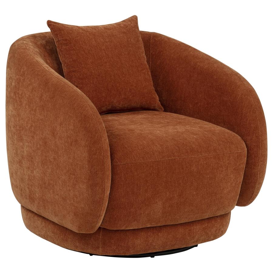 Home & Sleep Outlet - Arnaud Chenille Upholstered Swivel Accent Chair Burnt Orange