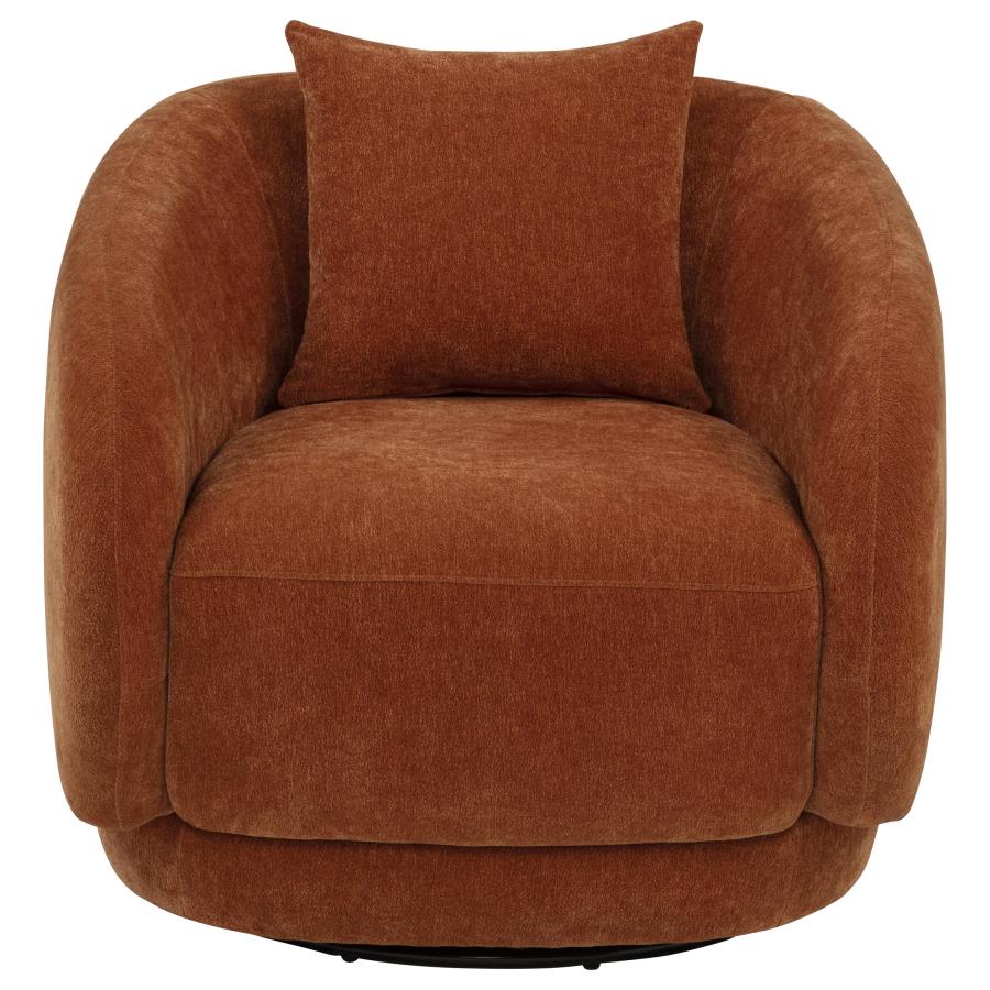 Home & Sleep Outlet - Arnaud Chenille Upholstered Swivel Accent Chair Burnt Orange