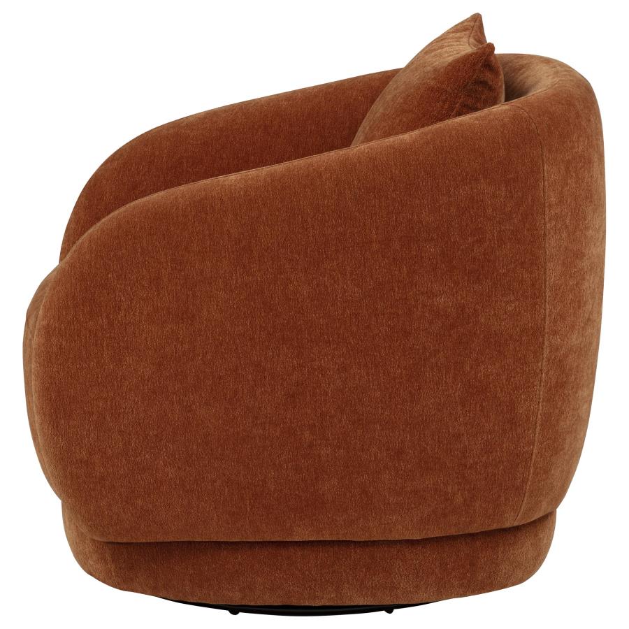 Home & Sleep Outlet - Arnaud Chenille Upholstered Swivel Accent Chair Burnt Orange