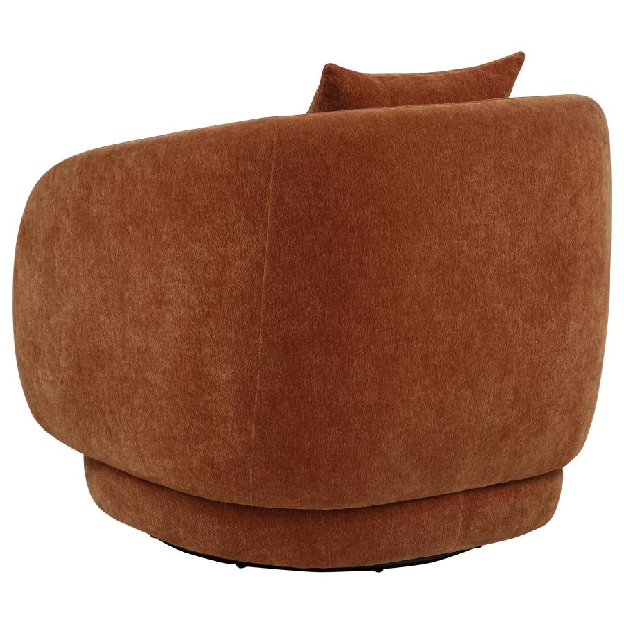 Home & Sleep Outlet - Arnaud Chenille Upholstered Swivel Accent Chair Burnt Orange