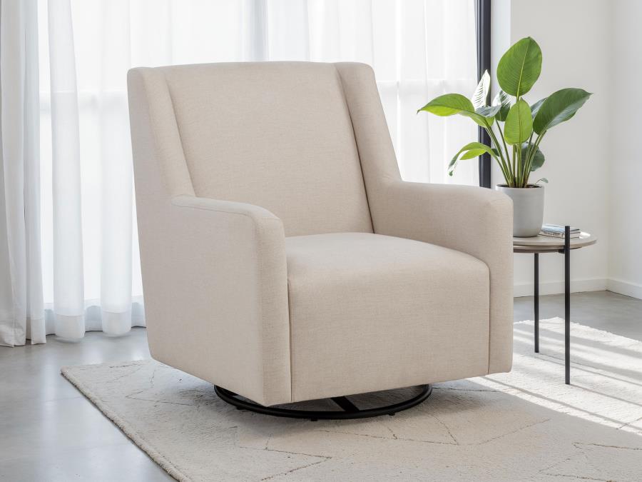 Home & Sleep Outlet - Sorrel Fabric Upholstered Swivel Glider Arm Chair Latte