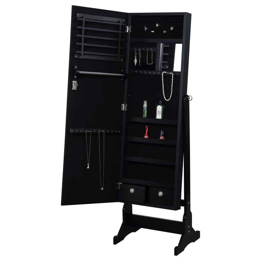Tutuola Cheval Mirror with Jewelry Storage Black - Home & Sleep Outlet