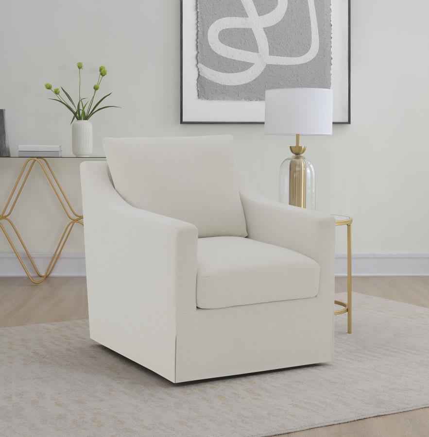 Winter Upholstered Sloped Arm Accent Swivel Chair Beige - Home & Sleep Outlet