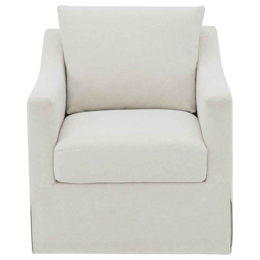 Winter Upholstered Sloped Arm Accent Swivel Chair Beige - Home & Sleep Outlet